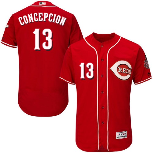 Reds #13 Dave Concepcion Red Flexbase Authentic Collection Stitched MLB Jersey - Click Image to Close